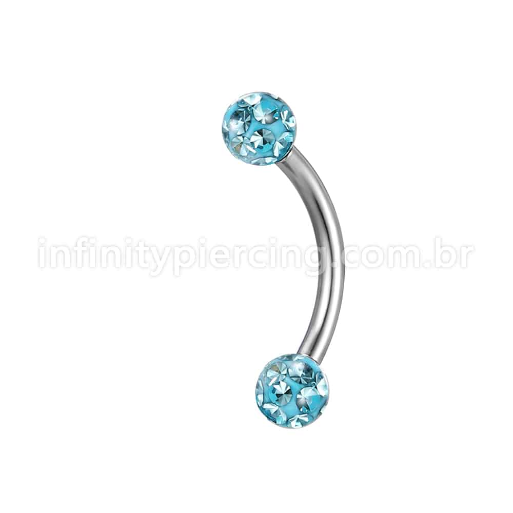 Piercing Microbell Curvo Titânio Cristais Swarovski