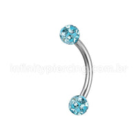 Piercing Microbell Curvo Titânio Cristais Swarovski