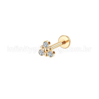 Piercing Labret Aço Cirúrgico Triângulo 3 Zircônia