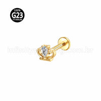 Piercing Labret Titânio Coroa Zircônia