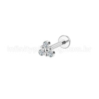 Piercing Labret Aço Cirúrgico Triângulo 3 Zircônia