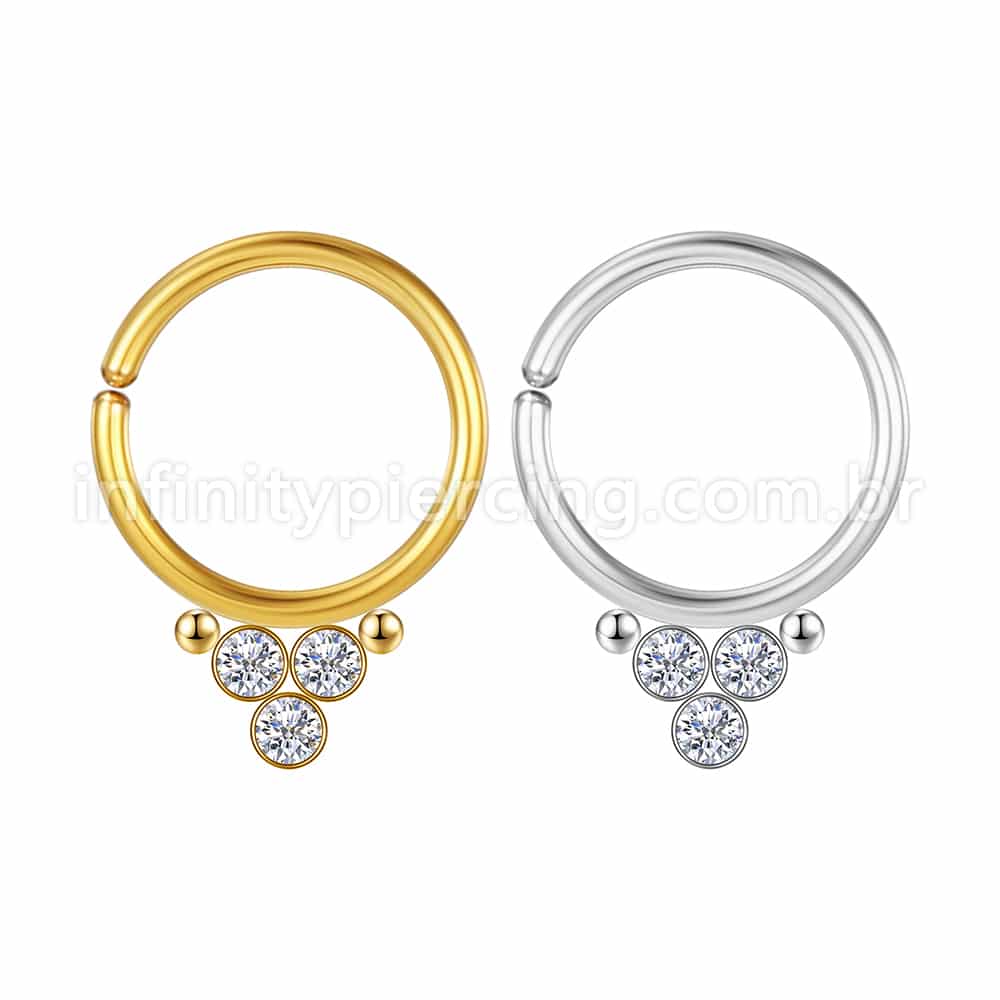 Piercing Argola Aço Cirúrgico Indiano Zircônia