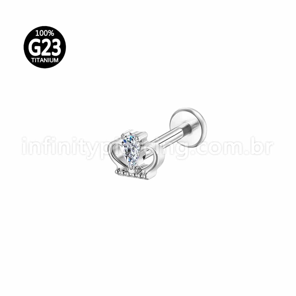Piercing Labret Titânio Coroa Zircônia
