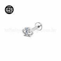 Piercing Labret Titânio Coroa Zircônia