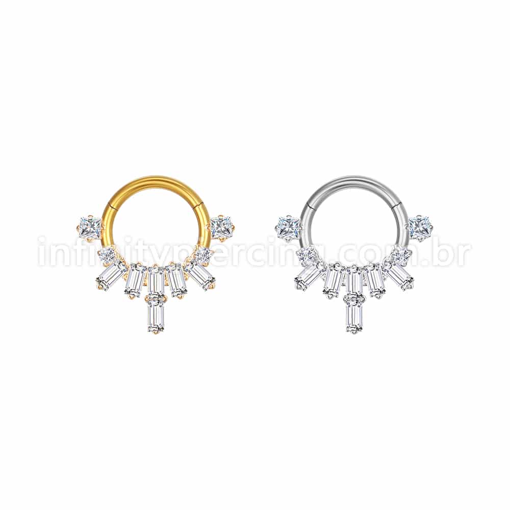 Piercing Argola Aço Cirúrgico Zircônia Cravejada