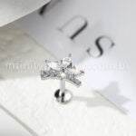 Piercing Labret Titânio Cluster Folhas Zircônia