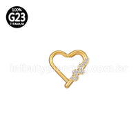 Piercing Coração Titânio Segmento Articulado Cobra Zircônia Cravejada