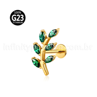 Piercing Labret Titânio Galho Zircônia