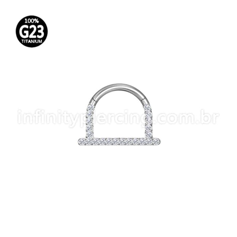 Piercing Meia Argola Titânio Segmento Articulado Zircônia Lateral