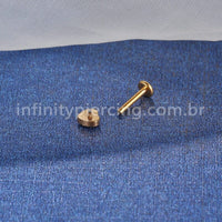 Piercing Labret Aço Cirúrgico Coração Com Detalhes 1 Zircônia