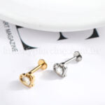 Piercing Labret Titânio Coração Zircônia