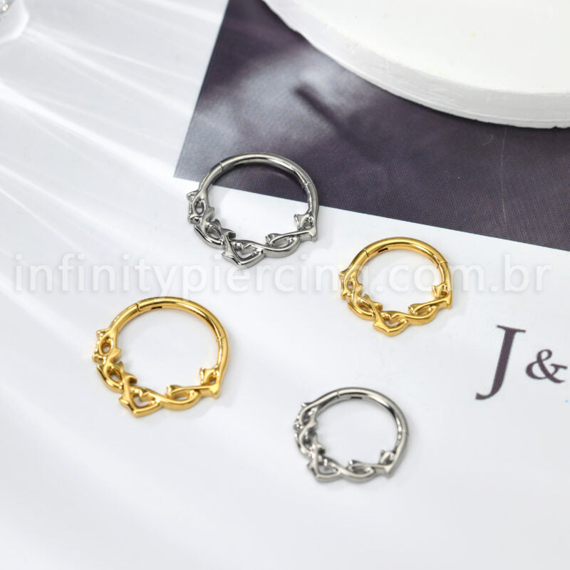 Piercing Argola Titânio Detalhada Espinhos