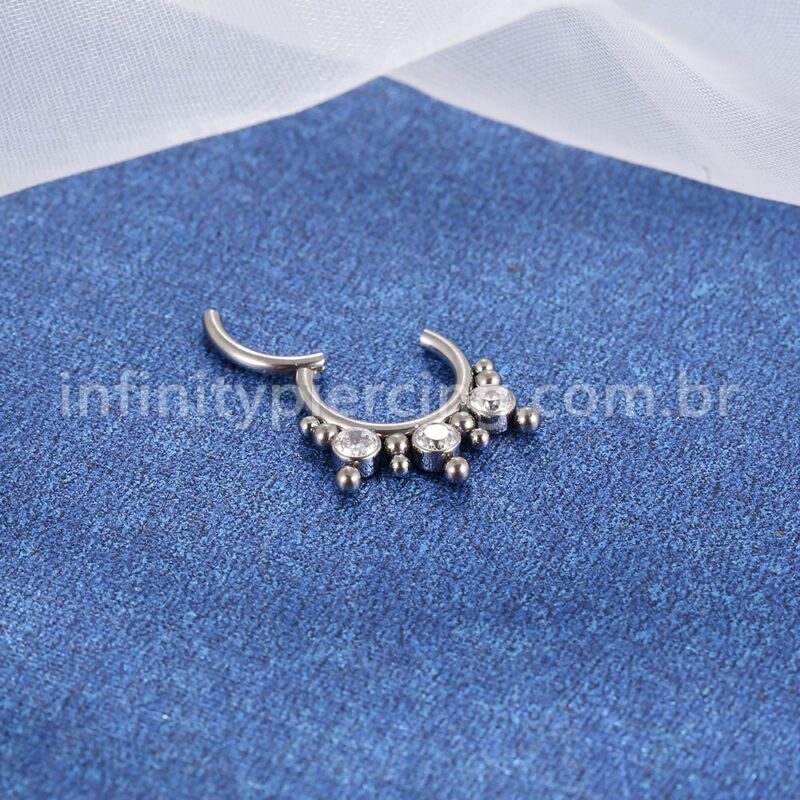 Piercing Argola Titânio Segmento Articulado Indiano Zircônia
