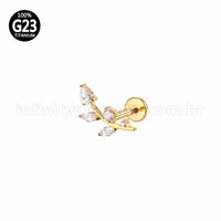 Piercing Labret Titânio Galho Zircônia