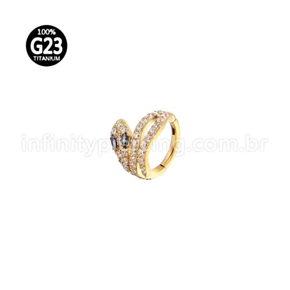 Piercing Argola Titânio Cobra Zircônia