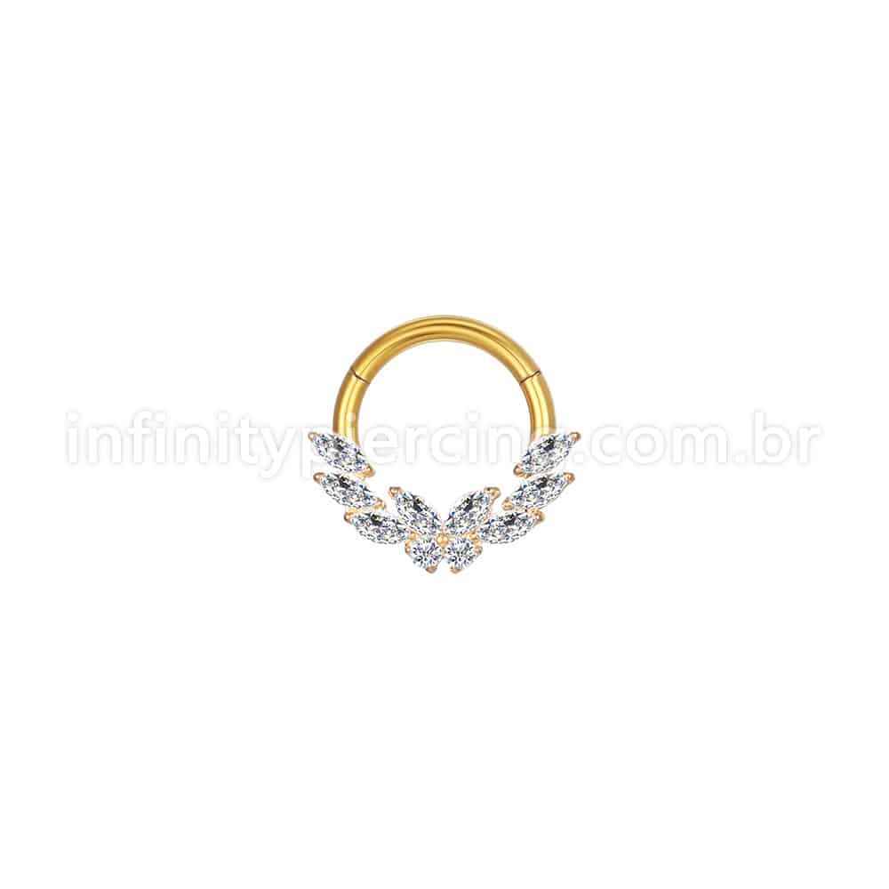 Piercing Argola Aço Cirúrgico Borboleta Zircônia Cravejada