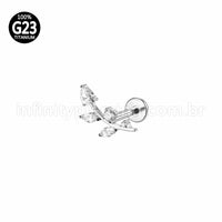 Piercing Labret Titânio Galho Zircônia