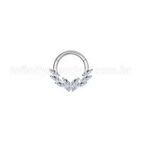 Piercing Argola Aço Cirúrgico Borboleta Zircônia Cravejada