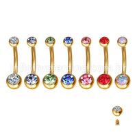 Piercing Banana Aço Cirúrgico 2 Pedras Strass Redonda