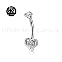 Piercing Banana Titânio Coração Zircônia