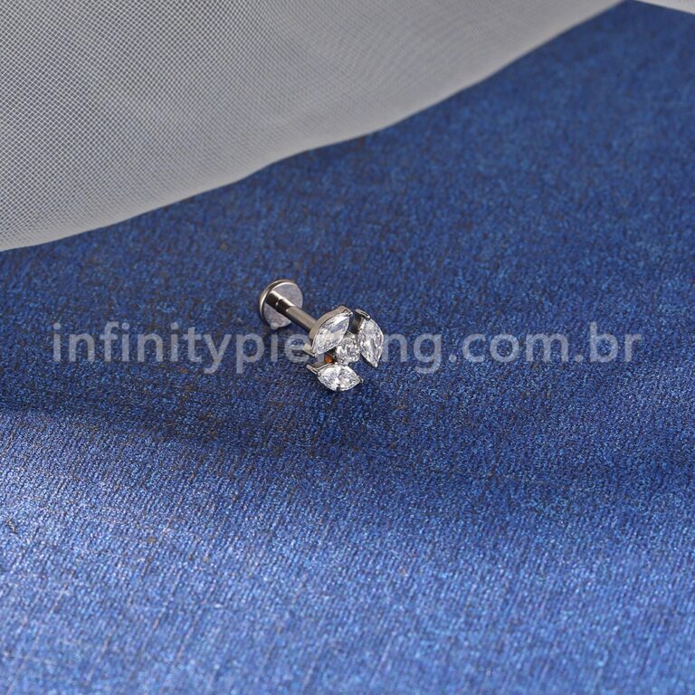 Piercing Labret Titânio Zircônia Cravejada