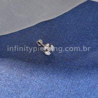 Piercing Labret Titânio Zircônia Cravejada