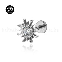 Piercing Labret Titânio Sol Com Pedra Cravejada