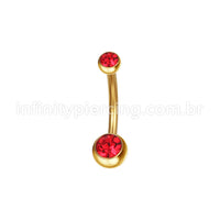 Piercing Banana Aço Cirúrgico 2 Pedras Strass Redonda