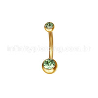 Piercing Banana Aço Cirúrgico 2 Pedras Strass Redonda