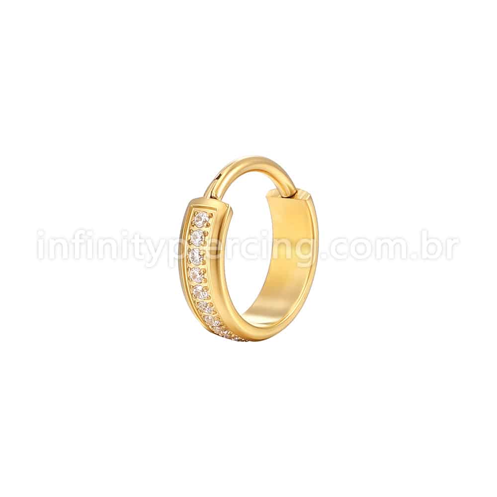 Piercing Argola Aço Cirúrgico Segmento Articulado Zircônia Cravejada