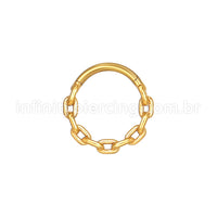 Piercing Argola Aço Cirúrgico Segmento Articulado Detalhe Corrente