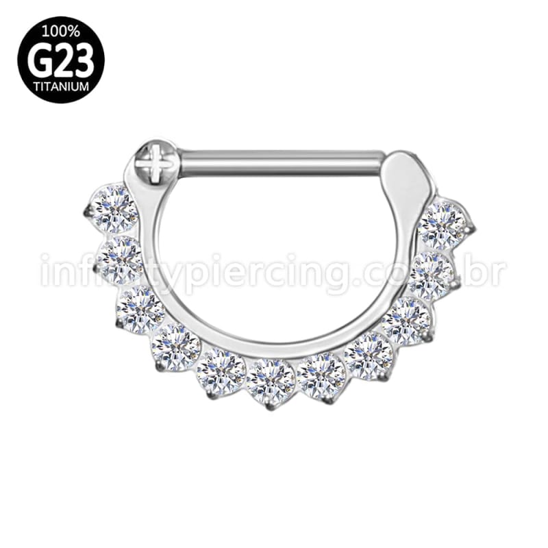Piercing Meia Argola Titânio Segmento Articulado Zircônia