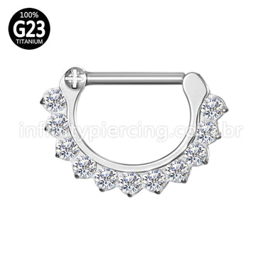 Piercing Meia Argola Titânio Segmento Articulado Zircônia