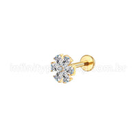 Piercing Labret Aço Cirúrgico Flor Zircônia