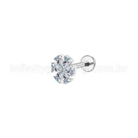 Piercing Labret Aço Cirúrgico Flor Zircônia