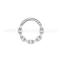 Piercing Argola Aço Cirúrgico Segmento Articulado Detalhe Corrente