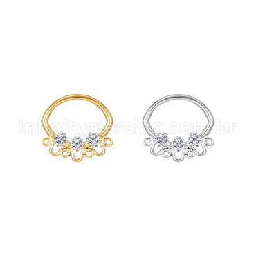 Piercing Argola Aço Cirúrgico Zircônia Cravejada