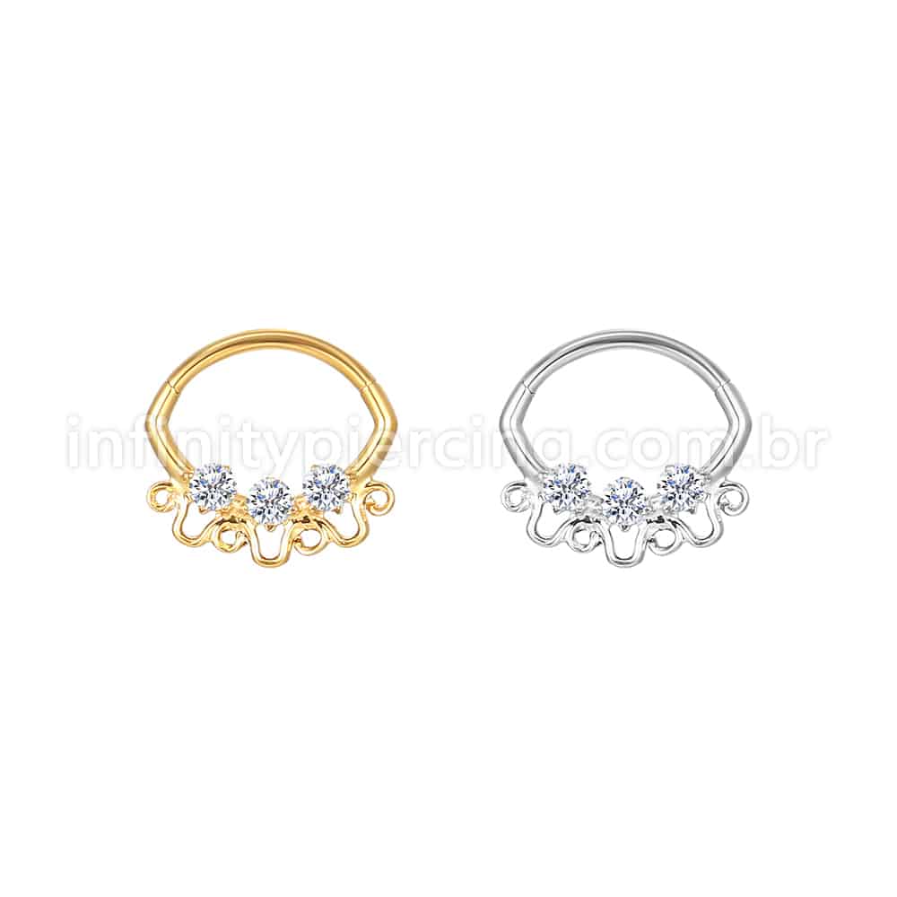 Piercing Argola Aço Cirúrgico Zircônia Cravejada