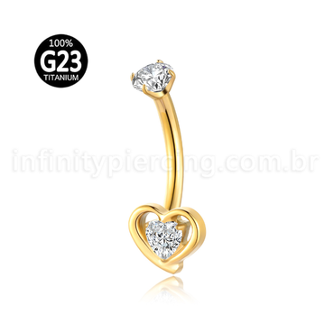 Piercing Banana Titânio Coração Zircônia