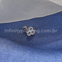 Piercing Labret Titânio Trevo Zircônia Cravejada