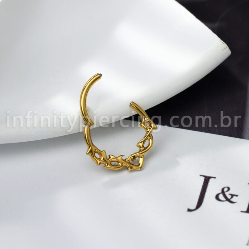 Piercing Argola Titânio Detalhada Espinhos
