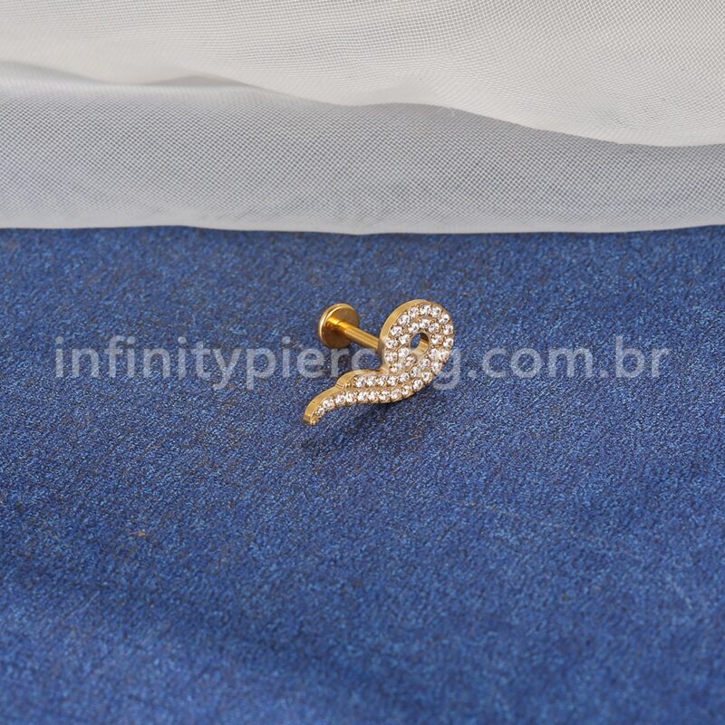 Piercing Labret Aço Cirúrgico Com Zircônia Cravejada
