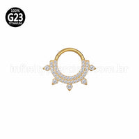 Piercing Argola Titânio Segmento Articulado Dupla Fileira Zircônia Detalhes