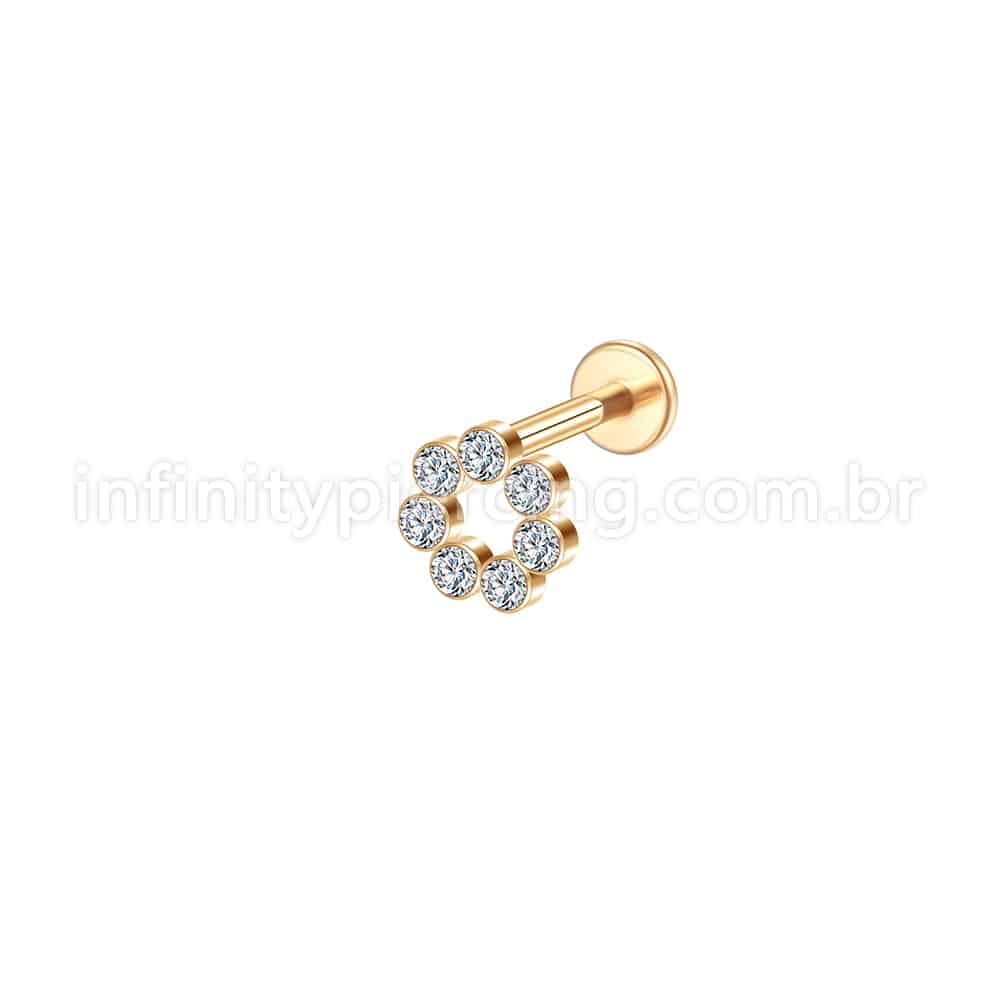Piercing Labret Aço Cirúrgico Redondo 8 Zircônia
