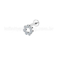 Piercing Labret Aço Cirúrgico Redondo 8 Zircônia