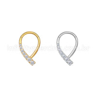 Piercing Argola Aço Cirúrgico Gota Com Zircônia