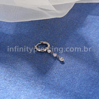 Piercing Argola Titânio Com Pingente Zircônia Cravejada