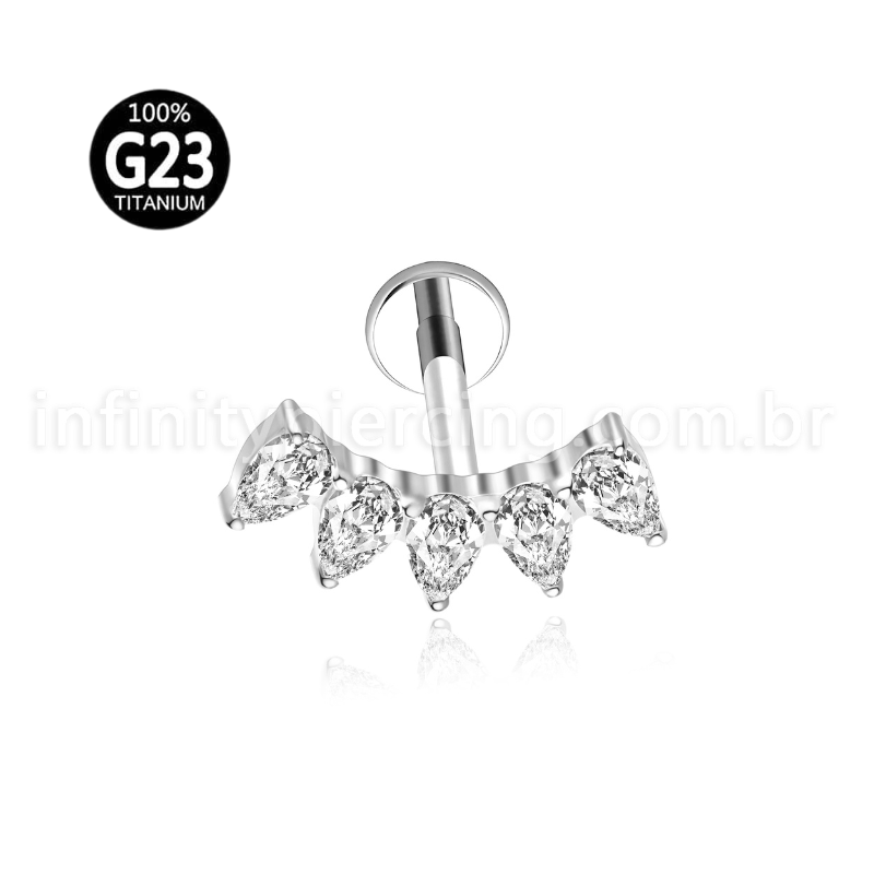 Piercing Labret Titânio Cluster Zircônia