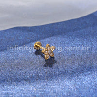 Piercing Labret Titânio Flor Zircônia