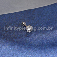 Piercing Labret Titânio Redondo Zircônia Cravejada